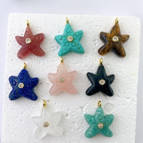 Bijoux Pendentifs en pierres gemmes, pierre gemme, étoile de mer, DIY & pavé de micro zircon, plus de couleurs à choisir, 21x26.50mm, Vendu par PC