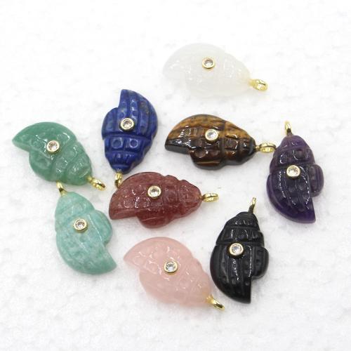 Bijoux Pendentifs en pierres gemmes, pierre gemme, conque, poli, DIY & différents matériaux pour le choix & avec strass, 32x17x8mm, Vendu par PC