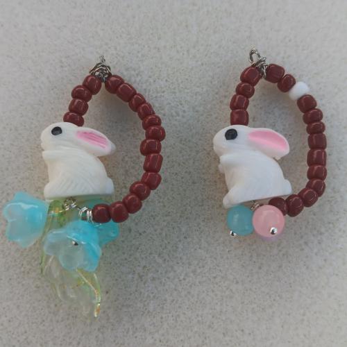 Lampwork Anhänger, mit Harz & Edelstahl & Zinklegierung & Acryl, Hase, DIY & verschiedene Stile für Wahl, verkauft von PC