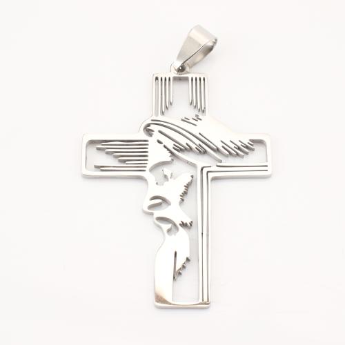 Stainless Steel Cross Pendants, 304 Stainless Steel, DIY & hollow, original color, 58x35x5mm, 10PCs/Lot, Sold By Lot