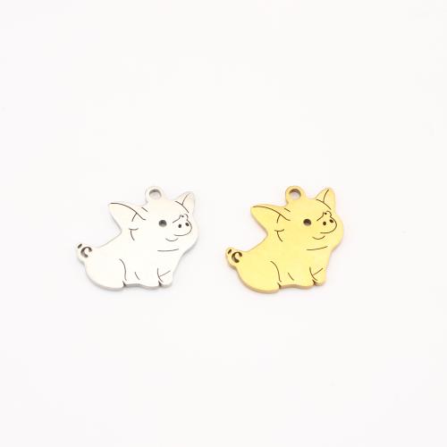 Acero inoxidable Colgantes Animal, acero inoxidable 304, Cerdo, chapado, Bricolaje, más colores para la opción, 14x17x1mm, 10PCs/Grupo, Vendido por Grupo