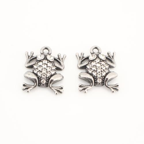 Acier inoxydable 304 Pendentif, grenouille, Vintage & DIY & avec strass, couleur originale, 21x15x5mm, Vendu par PC