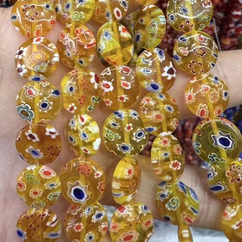 Perles de Murano Millefiori Slice  , chalumeau, fait à la main, DIY, plus de couleurs à choisir, 12mm, Environ 30PC/brin, Vendu par brin