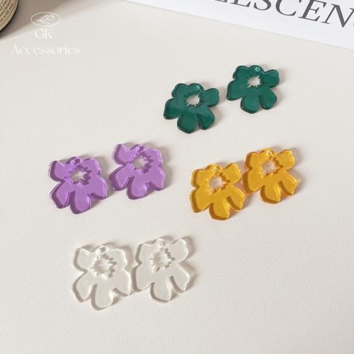 Pendentifs acryliques, Acrylique, fleur, DIY & transparent, plus de couleurs à choisir, 28x30mm, Vendu par PC