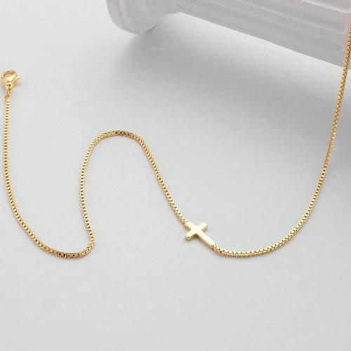 304 Stainless Steel Necklace, Cross, plated, box chain & for woman, more colors for choice, Sold By PC