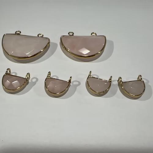 Quartz Gemstone Pendants, Rose Quartz, Dome, DIY & different size for choice, Hole:Approx 2mm, Sold By PC