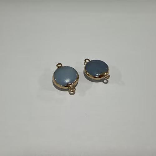 Gemstone Connector, Blue Aventurine, Flat Round, gold color plated, DIY, 23x17x6.50mm, Hole:Approx 1.5mm, Sold By PC