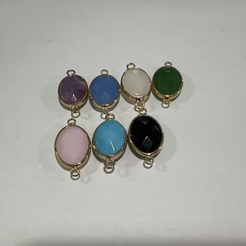 Gemstone Connector, Flat Oval, gold color plated, DIY, more colors for choice, 25x14x6mm, Hole:Approx 1.5mm, Sold By PC