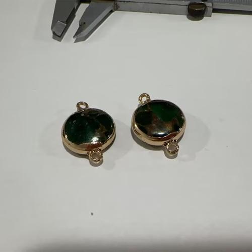 Connecteur agate, agate verte, Plat rond, Placage, DIY, 23x16x6mm, Trou:Environ 1.5mm, Vendu par PC