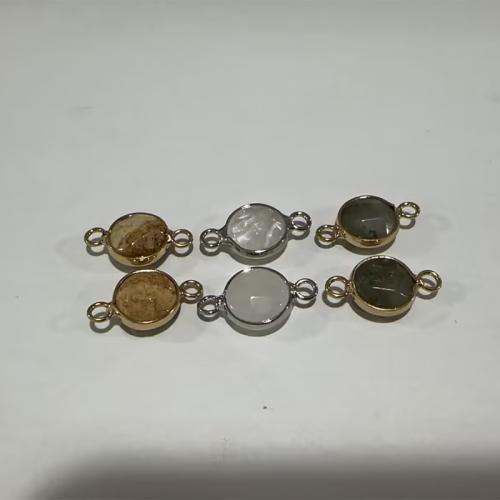 Gemstone Connector, Flat Round, plated, DIY, more colors for choice, 20x12x6mm, Hole:Approx 2mm, Sold By PC