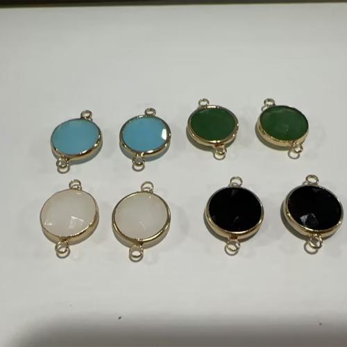 Gemstone Connector, Flat Round, plated, DIY, more colors for choice, 22x15x5mm, Hole:Approx 1.5mm, Sold By PC