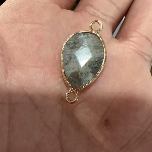 Gemstone Connector, Teardrop, plated, DIY, 27x14x6mm, Hole:Approx 1.5mm, Sold By PC