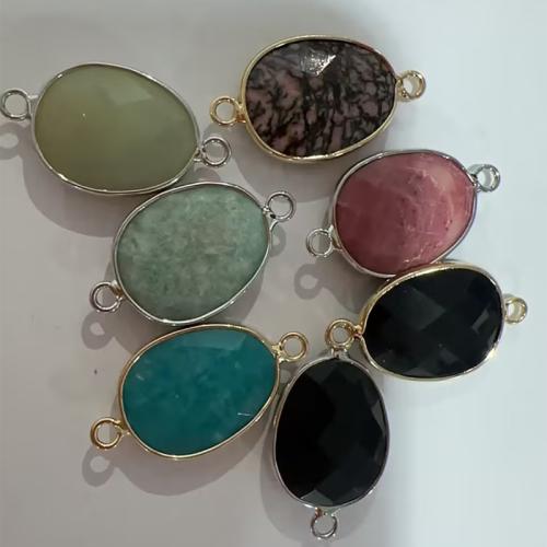 Gemstone Connector, Flat Oval, plated, DIY, more colors for choice, 30x17x6mm, Hole:Approx 2mm, Sold By PC