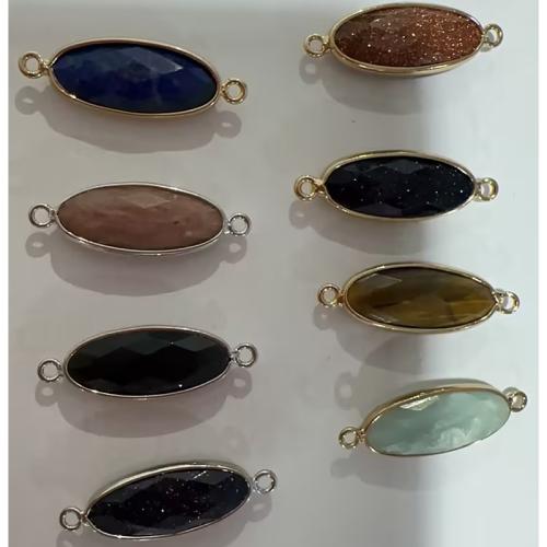 Gemstone Connector, with Tibetan Style, plated, DIY & faceted, more colors for choice, 28x10x5mm, Hole:Approx 1.5mm, Sold By PC