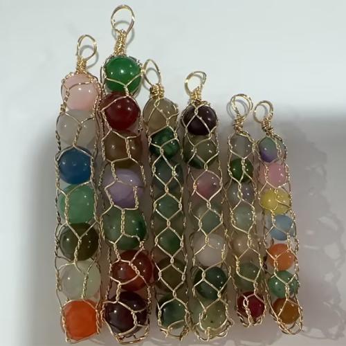 Bijoux Pendentifs en pierres gemmes, pierre gemme, avec alliage de zinc, Placage de couleur d'or, DIY & normes différentes pour le choix & creux, Couleur aléatoire, Trou:Environ 5mm, Vendu par PC