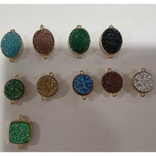 Quartz Connector, with Tibetan Style, plated, DIY & different styles for choice, Hole:Approx 1mm, Sold By PC
