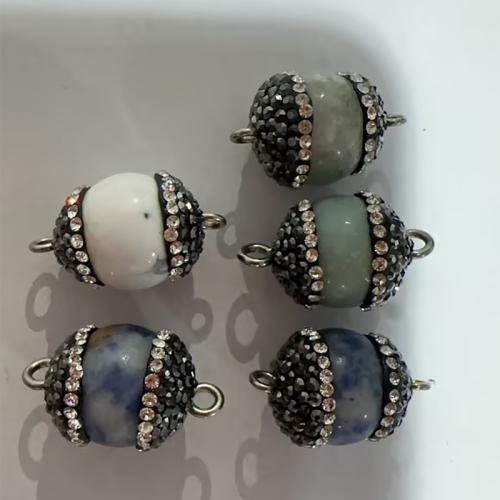 Gemstone Connector, with Tibetan Style, plated, DIY & different materials for choice & with rhinestone, 24x15mm, Hole:Approx 1.5mm, Sold By PC