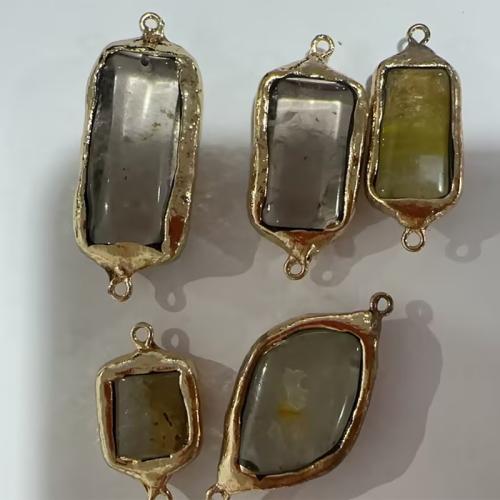 Quartz Connector, Nuggets, plated, random style & DIY, mixed colors, connector size 52*21*11mm, 32*18*8mm, Hole:Approx 1.5mm, Sold By PC