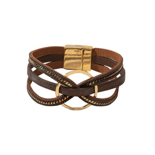 PU Leather Bracelet, multilayer & for woman, more colors for choice, 190x28mm, Sold By PC