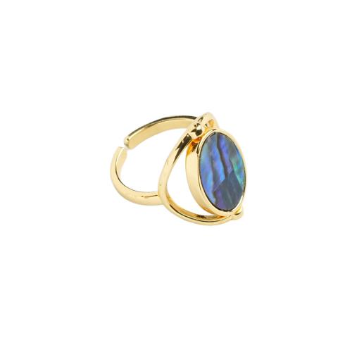 Brass Cuff Finger Ring, with Abalone Shell, gold color plated, fashion jewelry & for woman, Sold By PC