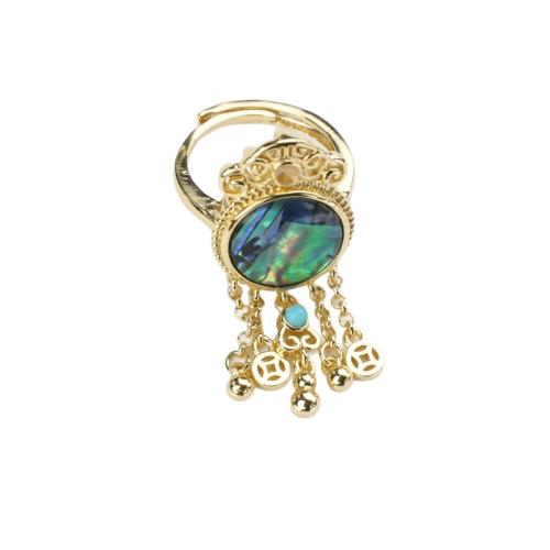 Brass Huggie Hoop Drop Earring, with Abalone Shell, Tassel, gold color plated, fashion jewelry & for woman, Sold By PC
