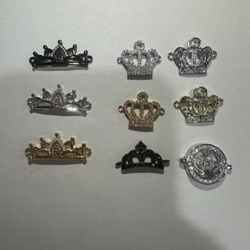 Cubic Zirconia Micro Pave Brass Connector, Crown, plated, DIY & different styles for choice & micro pave cubic zirconia, Hole:Approx 1mm, 10PCs/Lot, Sold By Lot