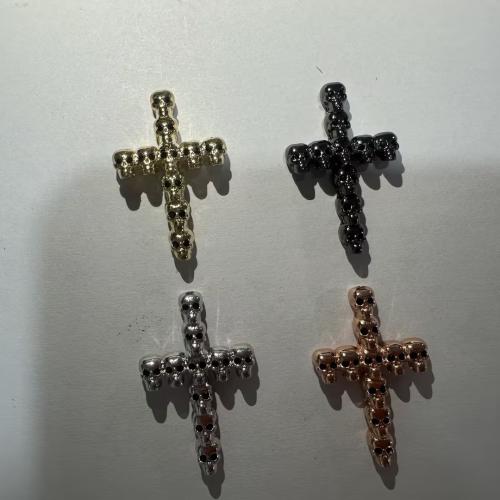 Cubic Zirconia Micro Pave Brass Pendant, Cross, plated, DIY & micro pave cubic zirconia, more colors for choice, 35x23x5mm, Hole:Approx 1.5mm, 10PCs/Lot, Sold By Lot