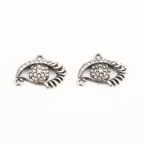 Stainless Steel Pendants, 304 Stainless Steel, Eye, vintage & DIY & with rhinestone, original color, 16x21x4mm, Sold By PC