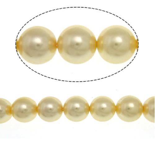 South Sea Shell Beads, Round, yellow, 10mm, Hole:Approx 0.5mm, 40PCs/Strand, Sold Per 15.5 Inch Strand