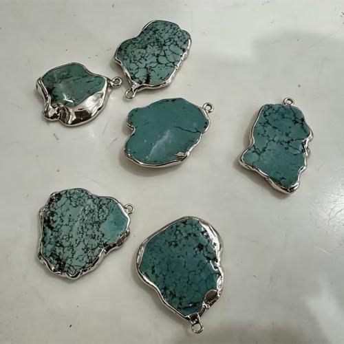 Turquesa sintético colgante, con aleación de zinc, Irregular, chapado, Bricolaje, size 25x35x5mm- 20x50x6mm, agujero:aproximado 2mm, Vendido por UD