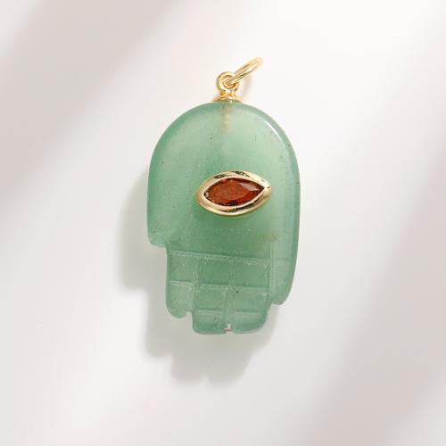 Gemstone Pendants Jewelry, Hamsa, plated, DIY & different materials for choice & with rhinestone, 14.80x25.80mm, 10PCs/Lot, Sold By Lot