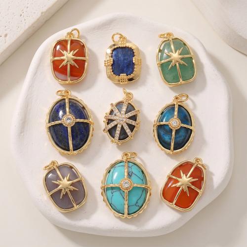 Gemstone Pendants Jewelry, with Brass, plated, DIY & different styles for choice & with rhinestone, 10PCs/Lot, Sold By Lot