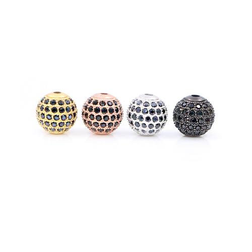 Brass Spacer Beads, Round, plated, DIY & micro pave cubic zirconia, more colors for choice, 8mm, 10PCs/Lot, Sold By Lot