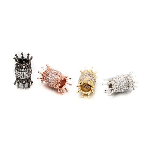 Brass Spacer Beads, Crown, plated, DIY & micro pave cubic zirconia, more colors for choice, 10x10x18mm, 10PCs/Lot, Sold By Lot