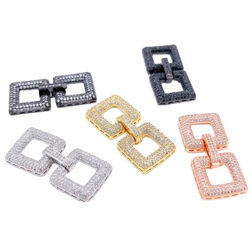 Brass Jewelry Clasps, Square, plated, DIY & micro pave cubic zirconia, more colors for choice, 39x9mm, 10PCs/Lot, Sold By Lot