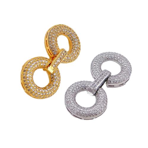 Brass Jewelry Clasps, plated, DIY & micro pave cubic zirconia, more colors for choice, 40x18mm, 10PCs/Lot, Sold By Lot
