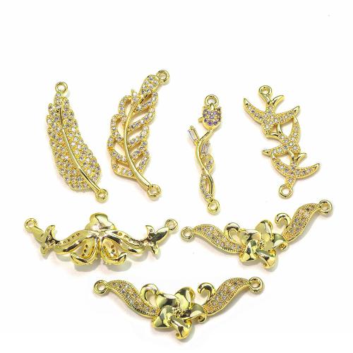 Cubic Zirconia Micro Pave Brass Pendant, gold color plated, DIY & different styles for choice & micro pave cubic zirconia, 10PCs/Lot, Sold By Lot