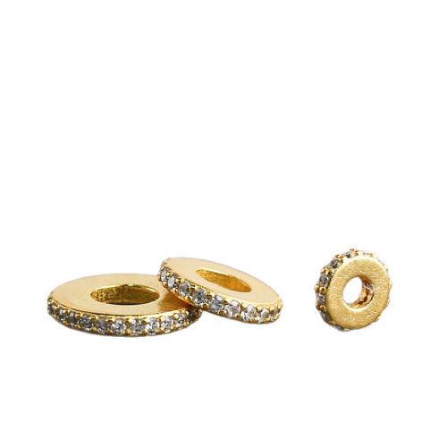 Brass Washer, Round, gold color plated, DIY & different size for choice & micro pave cubic zirconia, 10PCs/Lot, Sold By Lot