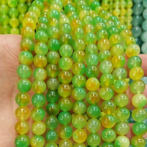 Yellow Calcedony Beads, Round, DIY & different size for choice & two tone, Sold Per Approx 38 cm Strand