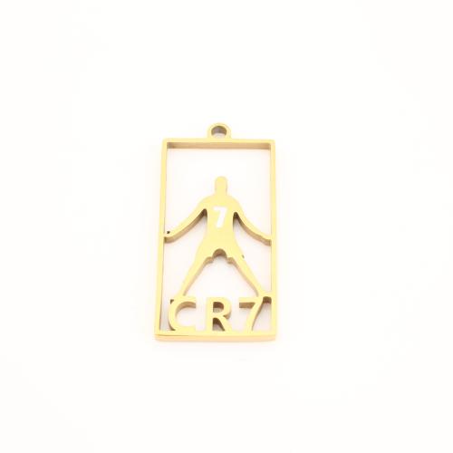 Edelstahl Schmuck Anhänger, 304 Edelstahl, Charakter, goldfarben plattiert, DIY & hohl, 33x15x2mm, verkauft von PC