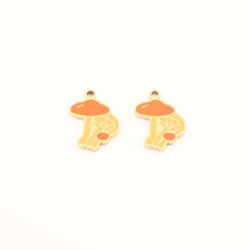 Stainless Steel Pendants, 304 Stainless Steel, mushroom, gold color plated, DIY & enamel, 15x12x1.50mm, Sold By PC