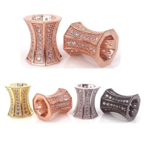 Brass Tube Beads, plated, DIY & micro pave cubic zirconia, more colors for choice, 10x8mm, 10PCs/Lot, Sold By Lot
