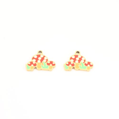Edelstahl Schmuck Anhänger, 304 Edelstahl, Pilz, goldfarben plattiert, DIY & Emaille, 12x15x1.50mm, verkauft von PC