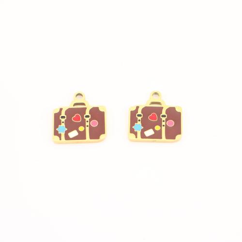 Stainless Steel Pendants, 304 Stainless Steel, gold color plated, DIY & enamel, 16x15x1.50mm, Sold By PC