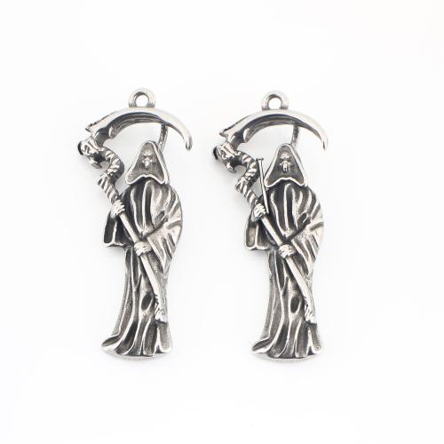 Stainless Steel Skull Pendants, 304 Stainless Steel, vintage & DIY, original color, 48x21x4mm, Sold By PC