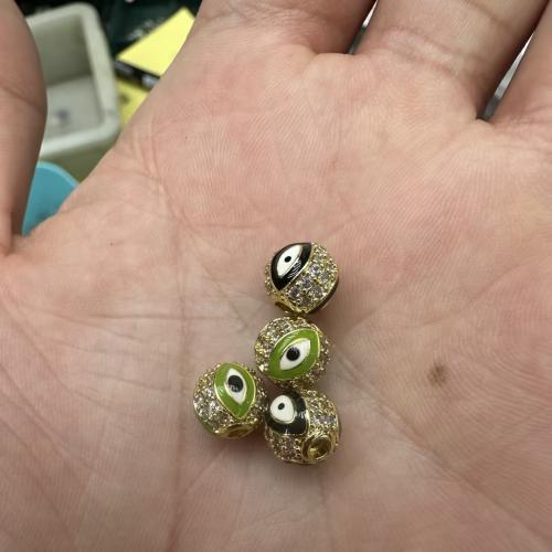 Messing Zwischenperlen, rund, plattiert, DIY & Micro pave Zirkonia & Emaille, keine, 8mm, Bohrung:ca. 2mm, 10PCs/Menge, verkauft von Menge