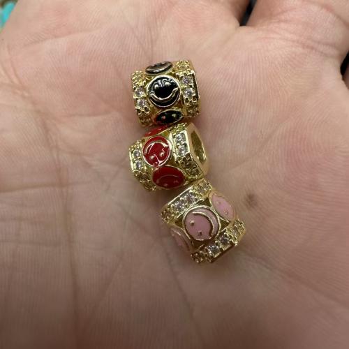 Entretoise de perles en laiton, Motif géométrique, Placage de couleur d'or, DIY & pavé de micro zircon & émail, plus de couleurs à choisir, 9x9mm, Trou:Environ 4.5mm, 10PC/lot, Vendu par lot