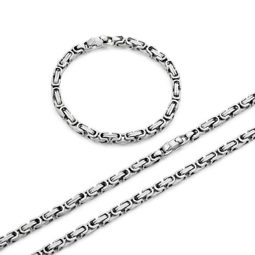 Partículas de acero Pulsera y collar, longitud diferente para la opción & diferentes estilos para la opción & para hombre, color original, Vendido por UD