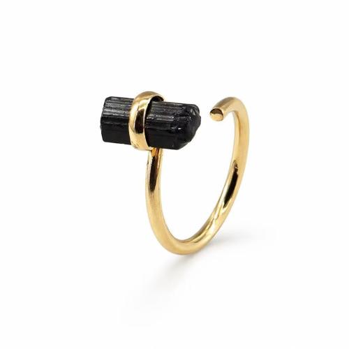 Brass Cuff Finger Ring, with Schorl, plated, fashion jewelry & Unisex, more colors for choice, Sold By PC