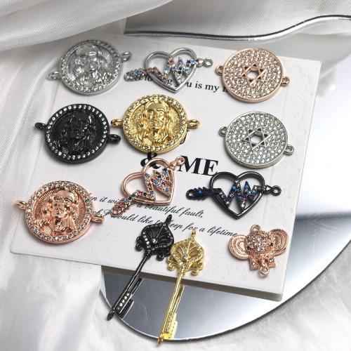 Befestiger Zirkonia Messing Schmuckverbinder, plattiert, DIY & verschiedene Stile für Wahl & Micro pave Zirkonia, verkauft von PC